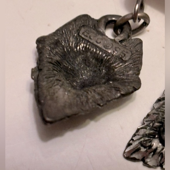 EJC 95 Pewter Carved Wolf Head Earrings - Picture 2 of 2